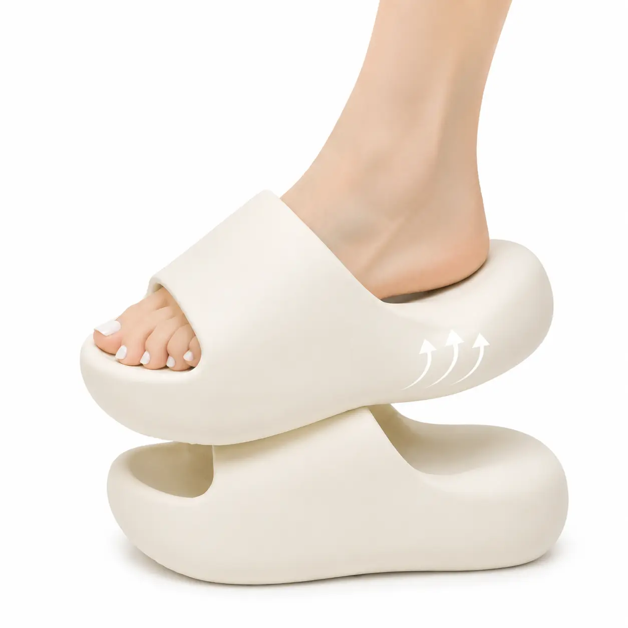 Platform slippers, EVA slides with a 50 mm thick sole and soft cushioning for casual comfort
