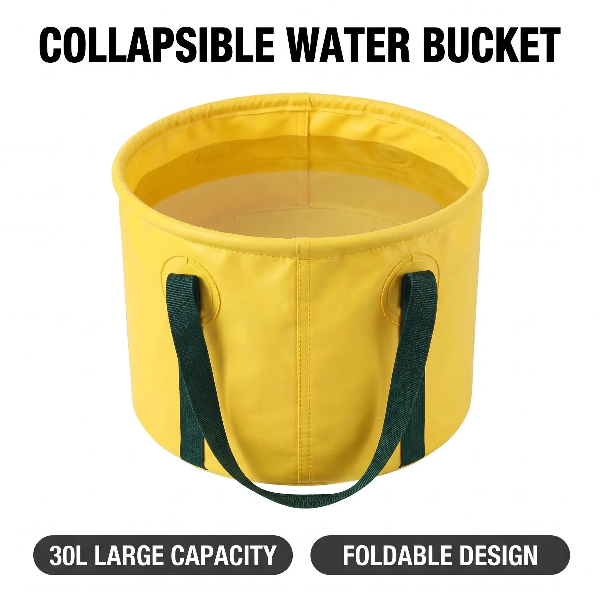 Collapsible Water Bucket 30L, Portable Foldable Outdoor Water Container, Multifunctional Waterproof Storage Bucket for Camping Fishing