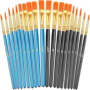 20 Pcs Paint Brush Set for Acrylic Watercolor Oil Painting, Miniature Detailing and Rock Painting