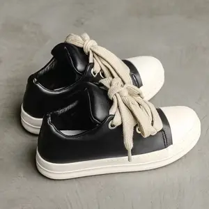 New trendy high-street men's shoes with sole, featuring a chunky leather "bread shoe" design, suitable as unisex/couple shoes.