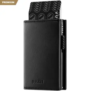 Genuine Leather, RFID/NFC Blocking, Side Slider Mechanism, Back Zipper Slot, Magnetic Strip Closure Tri-fold Wallet-VC302P