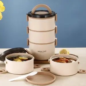 Portable Insulated Lunch Container Set for Adult, Stackable Stainless Steel Bento Box for Hot Food, Separate Thermal Food Container