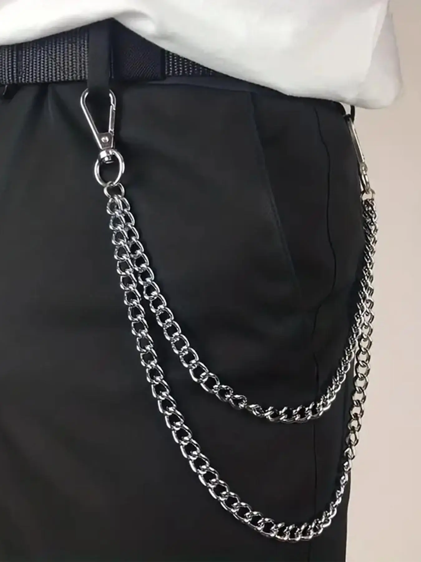 Punk Style Chain Design Pants Belt, Fashionable Double Layered Waist Chain for Jeans Trousers, Trendy All-match & Exquisite Belt for Birthday Gift