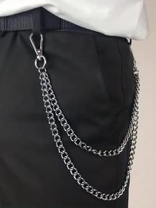 punk style chain design pants belt, street style western belts, modern fashionable double layered waist chain for jeans trousers, trendy all-match & exquisite belt for birthday gift, men accessories, charm