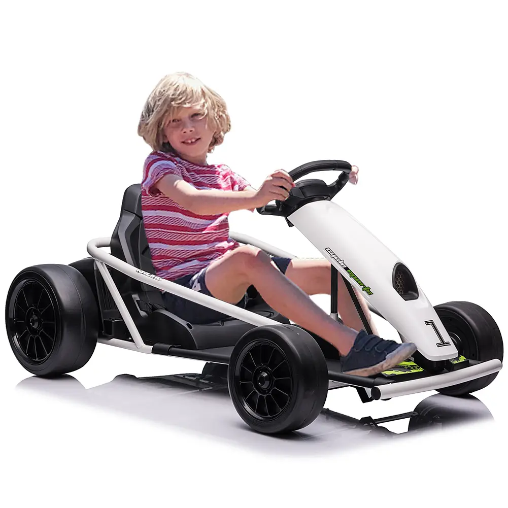 24V White Kids Ride-On Tricycle - Dual 300W Motors, 8Mph Speed, Roomy Seats, Built-In Speaker Music System, Safety Features for Ages 8-12