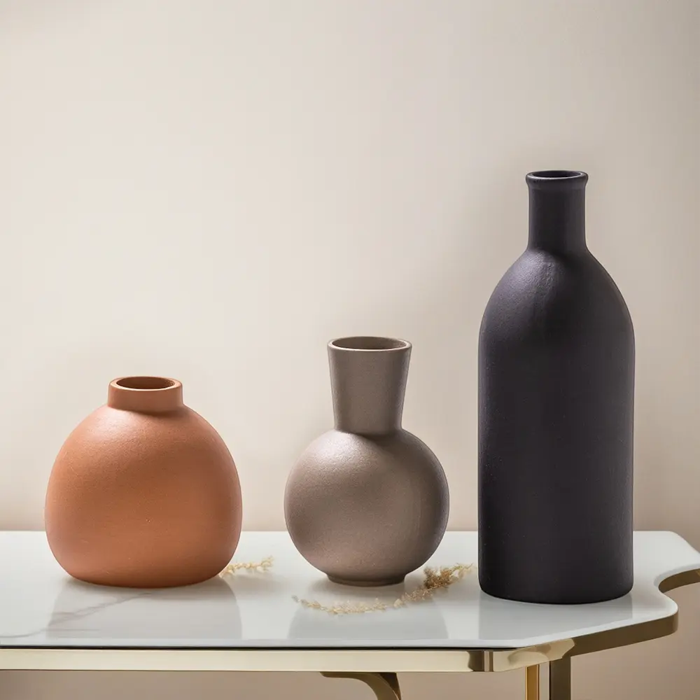 Modern Boho Vase Set of 3, Multicolor Ceramic Decor for Pampas Grass, Trending Living Room & Coffee Table Decor, Gift Idea Home