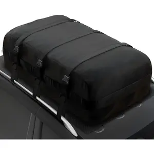 Roof Rack Cargo Carrier 15.3 Cubic , Soft-Shell Rooftop Cargo Box,  Heavy Duty 1200D for  with/Without Roof Rack, Includes Anti-Slip Mat, Door Hooks, 46x34x17 inches
