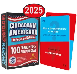 US Citizenship Flash Cards 2025 : Study Guide: Ciudadania Americana Spanish and English Flash Cards