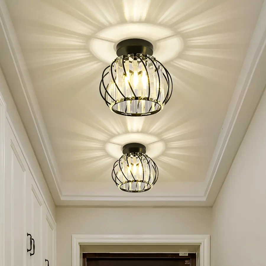 Creative Modern Crystal Ceiling Light Fixture, Home Ceiling Lighting, for Hallway Balcony Entrance, Linkable Design, Energy Efficiency Rating A, Model Xinghao Hd8