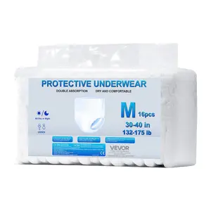 VEVOR Adult Incontinence Underwear, High Absorbent Protective Underwear for Men Women, Disposable Adult Pull-ups Diapers with Leakproof Leg Cuff Wetness Indicator - M Size, 64 Count (4 Pack of 16)