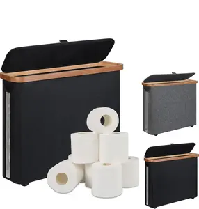 Toilet Paper Storage Basket with Lid - The Ultimate Bathroom Organizer, Free Standing Toilet Paper Holder for Up to 9 Mega Rolls, Toilet , Black