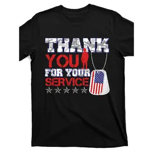 thank-you-for-your-service-veterans-day-t-shirt_tyfysvd11-at_black_product_imageGift, Unisex, Hot selling items, Soft, Breathable, Lightweight - Crew Neck, Regular Fit - Machine Washable, Comfortable Cotton Crew Neck Short Sleeve Graphic Print T-Shirt