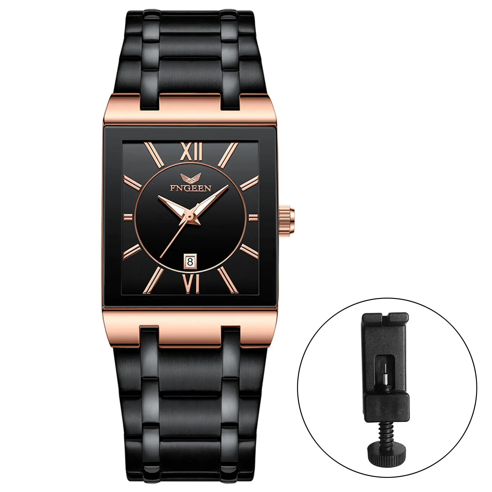 OIDEA Men's Square Wristwatch - Elegant Stainless Steel Analog Quartz Watch for Business Use with Date Function and Luminous Hands, Square Dial Wristwatch, Date Show, Luminescent Hands