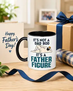 Funny "It's A Father Figure" Distressed Text Mug for Dads The perfect response to "dad bod" jokes: It's a father figure Funny "Father Figure vs Dad Bod" Coffee Mug