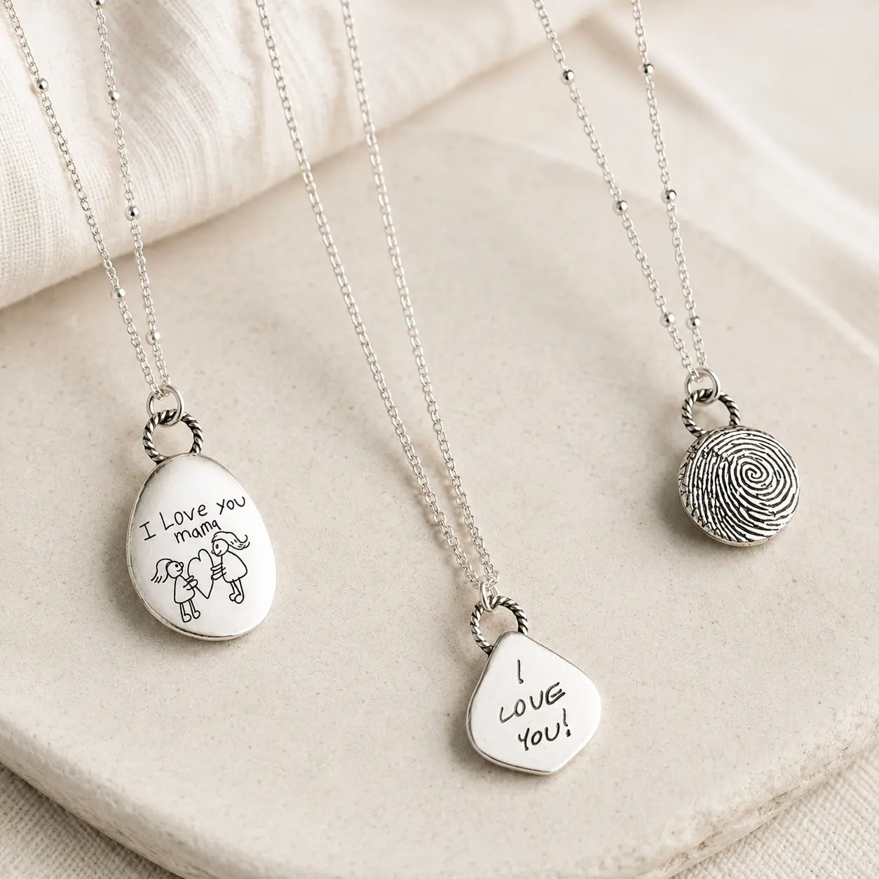 Sterling Silver Handwritten Fingerprint Necklace