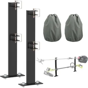 2 Place Weeder Trimmer Racks Holders Hold Carrier for Weeder/Extended Trimmer, Pole Saws, Edgers/Tree Trimmers/Trailer Trimmer Rack/Weed Eater Rack With Trimmer Cover Engine  Cover 2 Pack