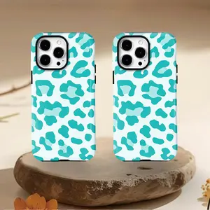 Lime leopard print, durable and shock-absorbing glossy 2-in-1 phone case, suitable for iPhone 17, 16, 15, 14, 13, 12, 11 X, Samsung and other series models, can be given as a holiday gift to friends or home