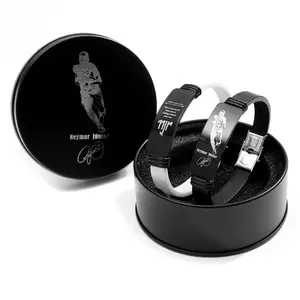 2-piece set of popular football fan accessories: Messi, C. Ronaldo, Neymar stainless steel adjustable bracelets for men