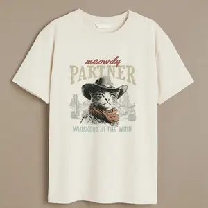 CozyLounge Cowboy Cat Graphic Cotton T-Shirt
