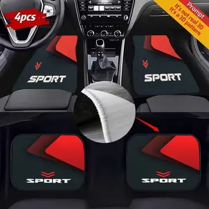 Four-Piece Sporty Car Floor Mats, Car Interior Accessory, Durable Material, Triangular Pattern & Sport Design, Universal Fit for Multiple Vehicle Types, Automotive Mats, Interior Car Accessories