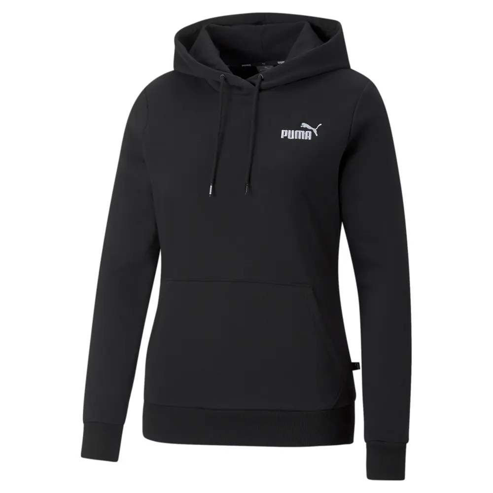 PUMA Womens Essentials Embroidered Logo Hoodie Casual Outerwear Casual Hoodie - Black