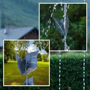 240CM,Iron Rain Chain with 12 Leaf-Shaped Cups - Decorative Drainage System for Efficient Water Harvesting, Durable Outdoor Garden and Home Decor, Easy To Install, No Electricity Required, Elegant Iron Flower Cup Design, Suitable for Home