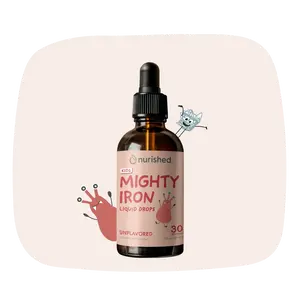 Nurished Mighty Iron Liquid Drops for kids - 3.5mg of Iron, Unflavored, 30 Servings Supplement for Healthy Immune Function, Brain Development & Oxygen Transport
