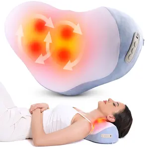 Shiatsu Back and Neck Massager Pillow with Heat Electric Massage Pillow for Deep Tissue 3D Stereoscopic Support Traction Deep Kneading Massager for Neck and Shoulder Muscle