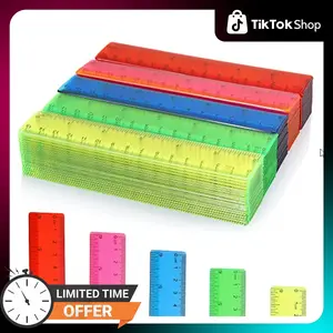 Zonon 100 Pcs 6 Inch Rulers Bulk Plastic Flexible Rulers with Inches and Centimeters Small Straight Ruler First Day of School Gift for Students Back to School Office Supplies(Colorful, Transparent)