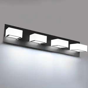 4 Light 25'' Bathroom Vanity Light Over Mirror LED Matt Black Fixture with 24W Cool White Rotatable Lamp Design for Modern Bathrooms Rugged Lighting, White Lights, Adjustable Lighting
