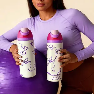 Butterfly Knot Design Water Bottle, Stainless Steel Insulated Flask, 24oz/32oz/40oz Capacity, Sports, School, Travel, Gym, Gift