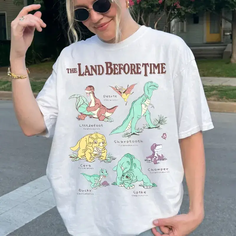 The Land Before Time Pastel Dinosaur Friends  Shirt, Crew Neck, Menswear Top, Womenswear Top Underwear Streetwear