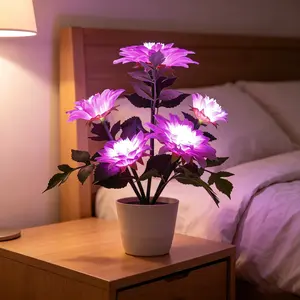 Purple Dahlia LED Flower Lamp - Romantic Glowing Floral Night Light That Lights Up Your Space, Ideal Anniversary Gift for Women, Warm Ambient Decor for Bedroom, Home Supplies Festive Decoration, Light Up Your Space