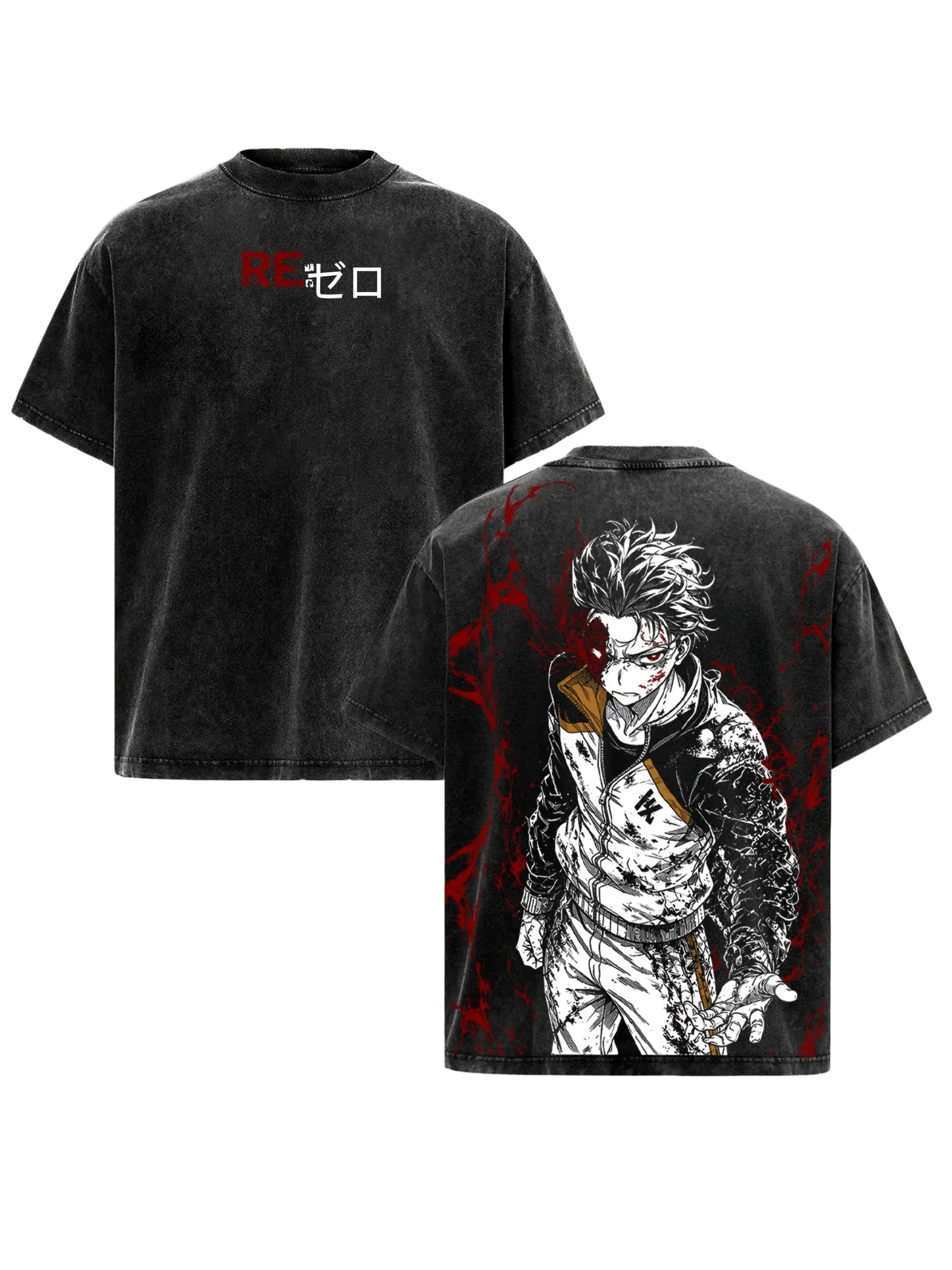 Subaru Natsuki Re:Zero Vintage Washed T-Shirt, Return by Death Dark Fantasy Anime Oversized Streetwear Tee, Heavy Cotton Retro Graphic Unisex Shirt, Manga Aesthetic Top Gift for Re:Zero Fans