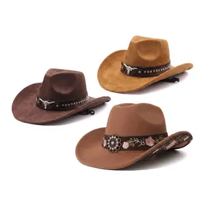 Unisex Sequin Cowboy Hat Felt Suede Jazz Hat Party Festival Stage Performance Costume Clearance