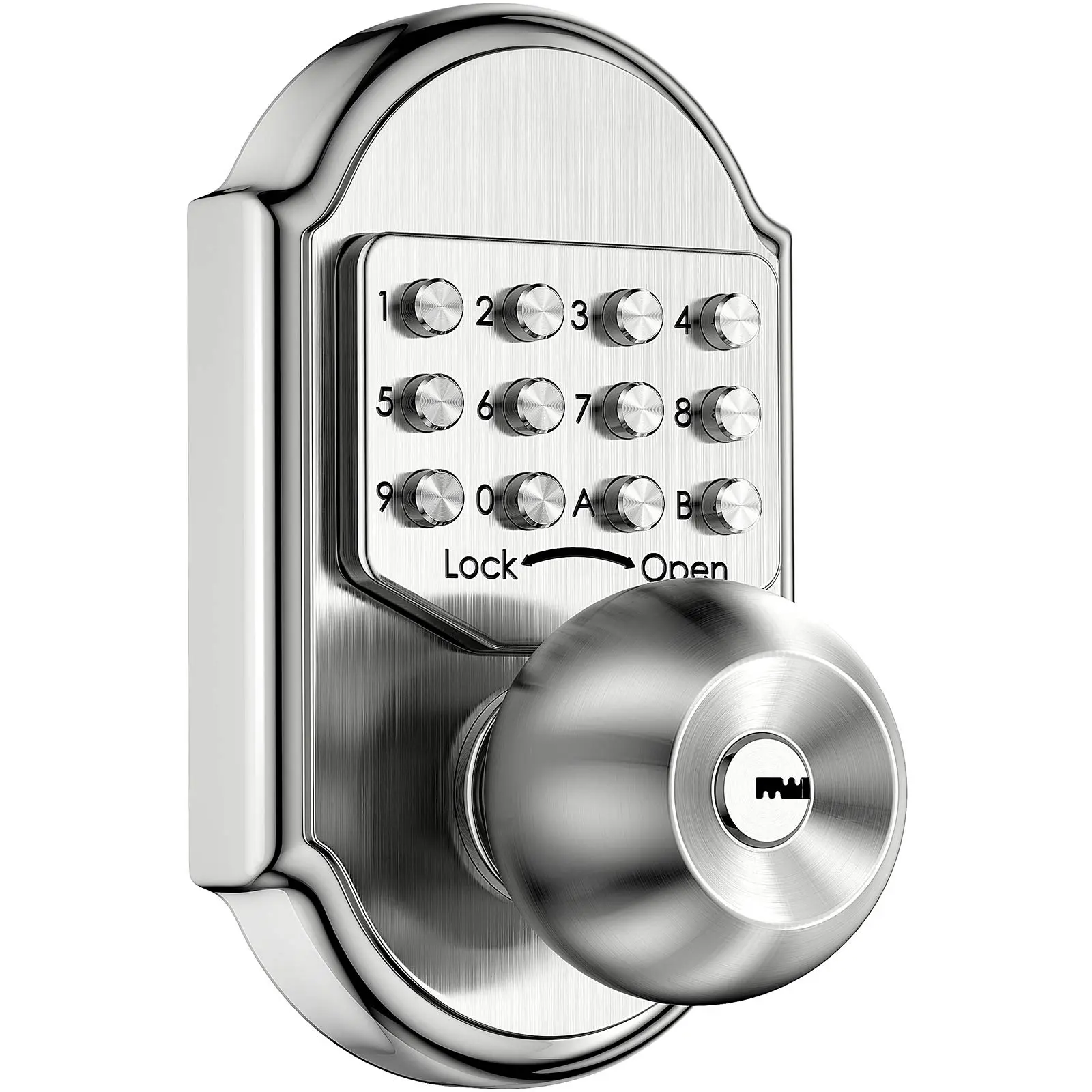 304 SS Mechanical Keypad Deadbolt, Battery-Free Keyless Entry with 4-8 Digit Passcode & Keys for Home Security on Front, Wood/Metal Doors