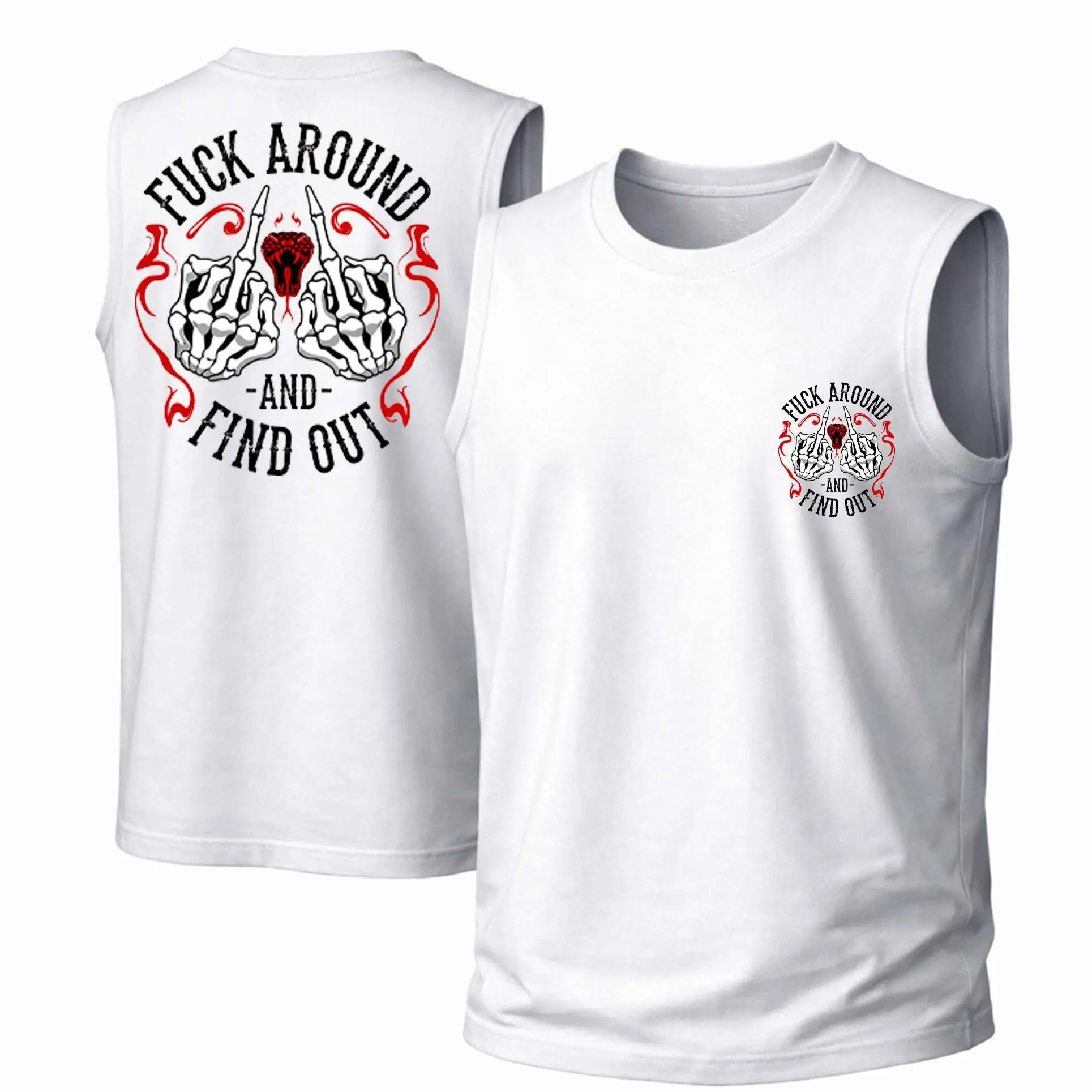 Men's Graphic Print Cotton Tank Top, Breathable Loose Fit Streetwear Mens Clothing, Sleeveless Crew Neck for Spring & Summer, Multi-size, All-Seasons, Casual, Do Not Dry Clean, Hand Wash Only, 5Xl, 4Xl, Printed