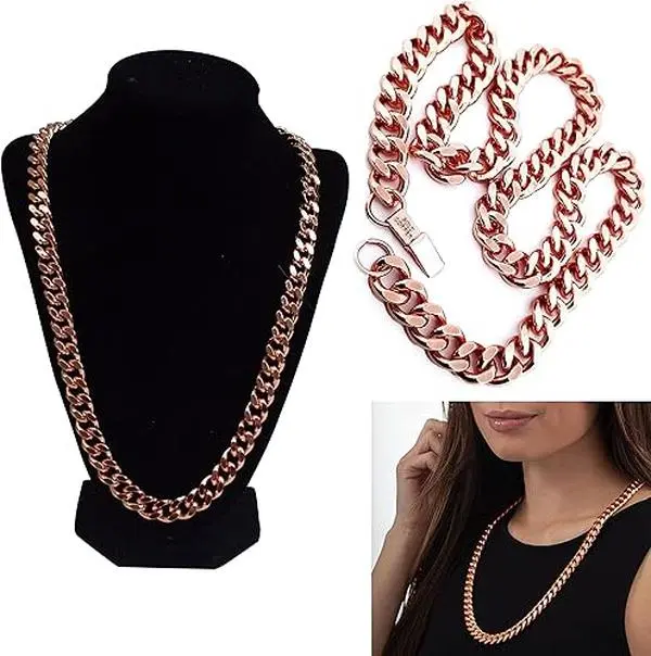 Pure Copper Cuban Link Necklace, Heavy Solid Statement Jewelry Chain, 24" Unisex Design, 148g Pure Copper Weight Per Piece
