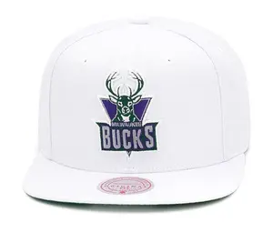 Mitchell & Ness White NBA Milwaukee Bucks HWC Core Basic Snapback
