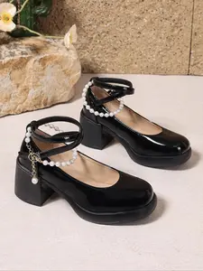 Women's Fashionable Solid Color Platform Shoes, Elegant Round Toe Thick Sole Shoes for Daily Wear, Trendy All-match Shoes for Daily Wear, Girl, Mary Janes Shoes