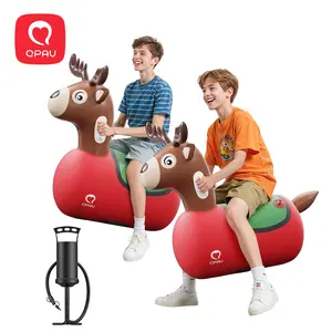 QPAU Kids Reindeer Toys 1/2 PC 220lbs Load Capacity Bouncing Animal Hopper Reindeer for Kids Ages 5+ Large Size Comfortable Stable Design Peaceof Mind Material independent Two Air Chambers Manual Inflatable Pump summervibe summerwins