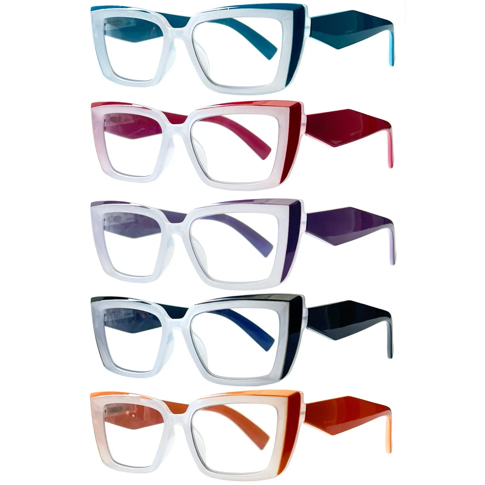 DEAAOK 5-Pack Reading Glasses Fashion Ladies Readers Spring Hinge with Pattern Print Eyeglasses for Women
