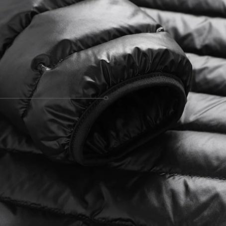 Men's Solid Color Hooded Lightweight White Duck Down Jacket, Full Zip Casual Windproof Warm Coat, Suitable for Autumn and Winter Casual Outdoor Wear