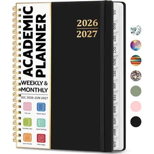 Academic Planner 2026-2027, Weekly and Monthly Calendar Planner Book, July 2026 – June 2027, Hardcover Organizer with Tabs, Perfect for Teachers, Students, Women & Men, A5 (6.4" x 8.5") - Black