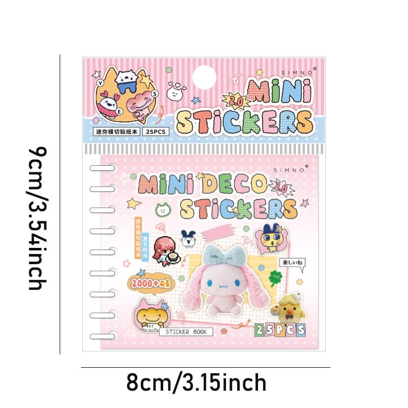 25 Sheets Mini Fairy Tale Sticker Book 2.0 Series Handmade Decoration, Creative Collage Materials DIY Scrapbook Diary Frame Background Gift Packaging Greeting Card Phone Case Water Cup Sticker Album