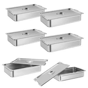[FLASH SALE] Garvee 6 Pack Table Pan,21"*13"*4" With Lid, Food Grade Stainless Steel Pan Set with Handles for Catering &Party