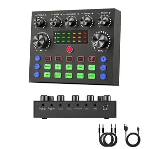 V8S Live Podcast Equipment Kit with Microphone, Live Audio Mixer, Bluetooth-compatible Ambient Music/DJ Recording Live Streaming Equipment for Streaming, Podcast Recording, Gaming, TikTok