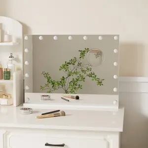 23*18.“cinematic-Style Vanity Mirror with Lights  Bathroom Makeup Mirror, 3-Color Dimmable LED, 360° Rotatable, Touch Control, 3X Magnification