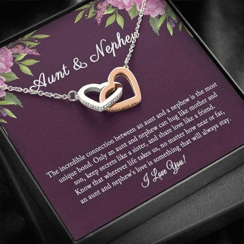Niece Necklace, Interlocking Hearts To My Beautiful Niece Necklace Niece Gifts, Personalized necklace, jewelry, birthstone pendant, faith-themed gifts, cross, hearts, angel charm