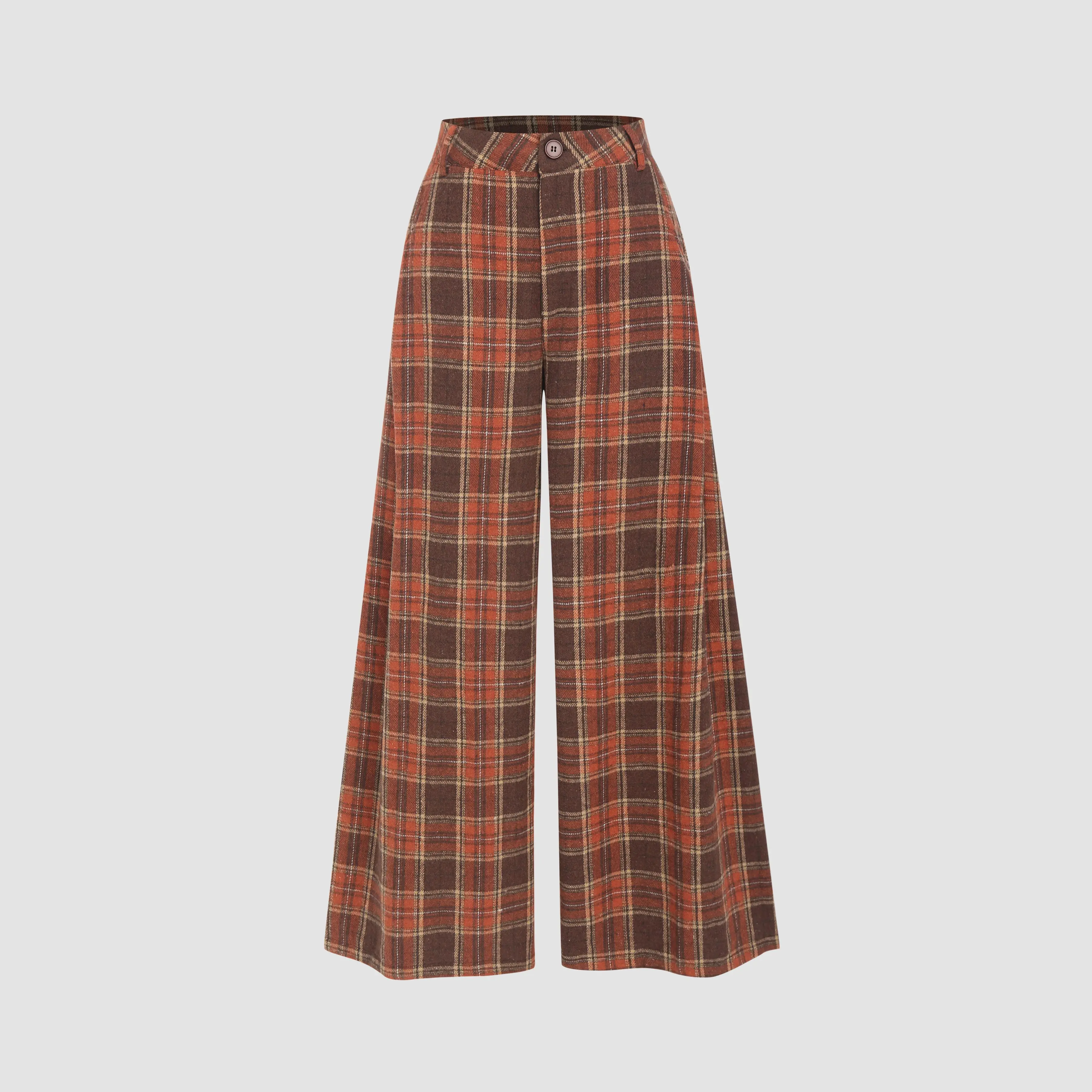 Cider [size 0-10] Flannel Check Button Wide Leg Trousers